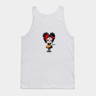 Sugar Skull Girl Playing Spanish Flag Guitar Tank Top